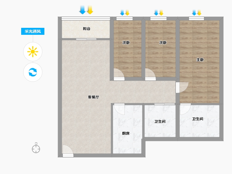 广东省-深圳市-欧意轩花园-78.00-户型库-采光通风