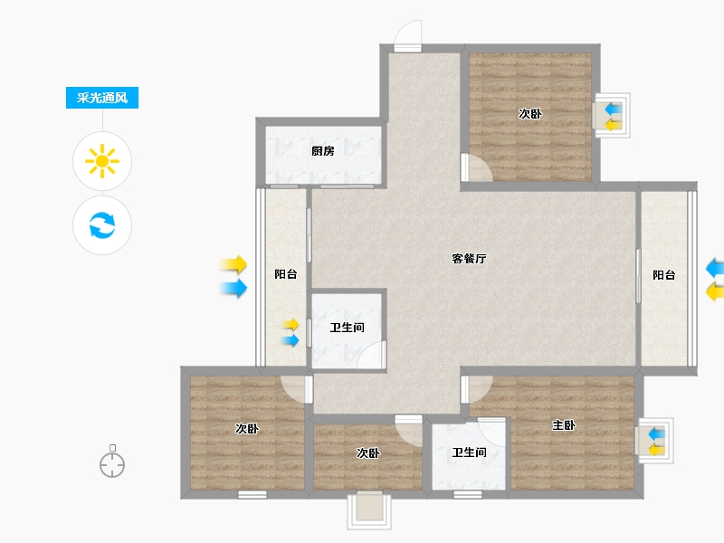 黑龙江省-鹤岗市-绿海湾-121.35-户型库-采光通风