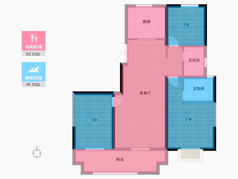 河南省-安阳市-鼎胜银河湾-96.42-户型库-动静分区