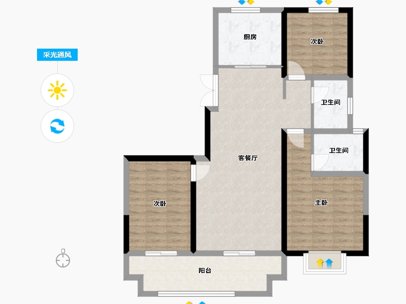 河南省-安阳市-鼎胜银河湾-96.42-户型库-采光通风