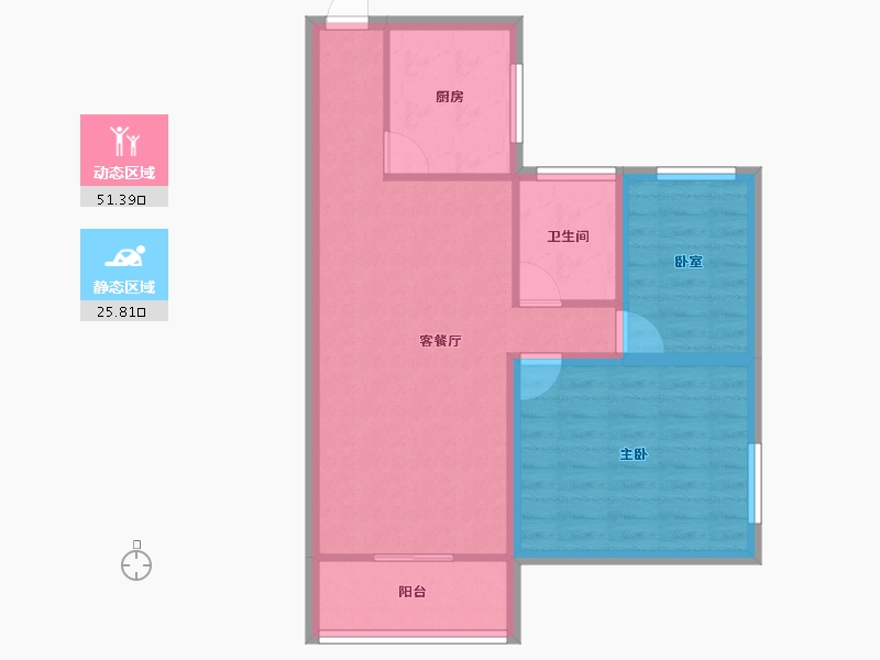 黑龙江省-鹤岗市-龙电花园(B区)-69.16-户型库-动静分区