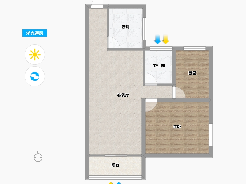 黑龙江省-鹤岗市-龙电花园(B区)-69.16-户型库-采光通风