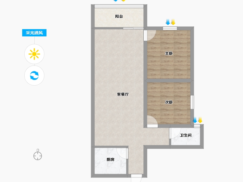 广东省-深圳市-龙岗中心广场-68.88-户型库-采光通风