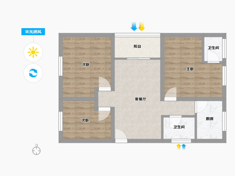 广东省-深圳市-裕安花园(宝安)-64.11-户型库-采光通风