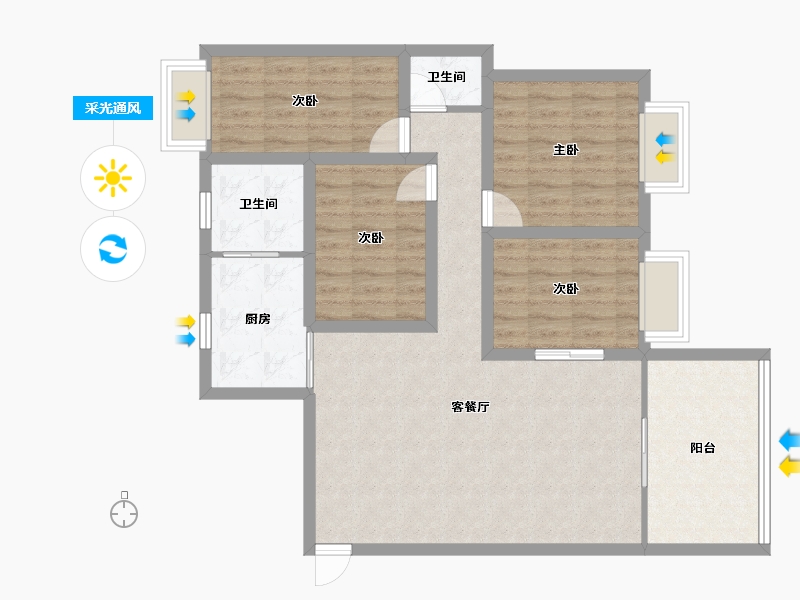 广东省-深圳市-海云轩-93.37-户型库-采光通风