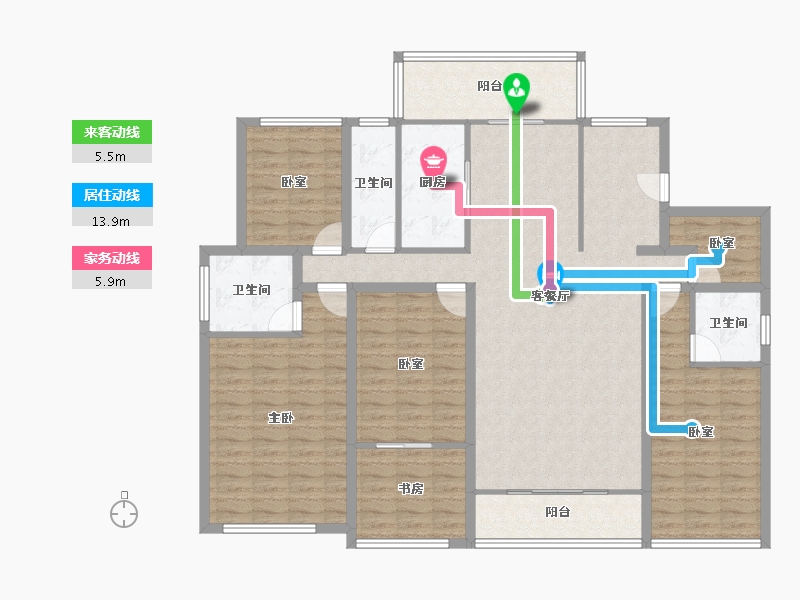 广东省-深圳市-卓弘高尔夫雅苑-149.82-户型库-动静线