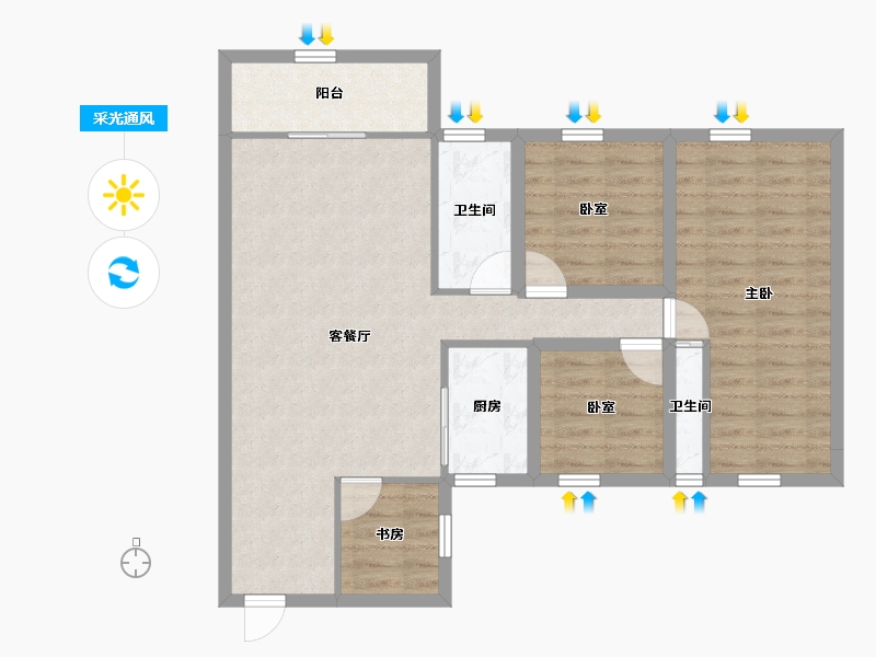 广东省-深圳市-德沁苑-82.63-户型库-采光通风