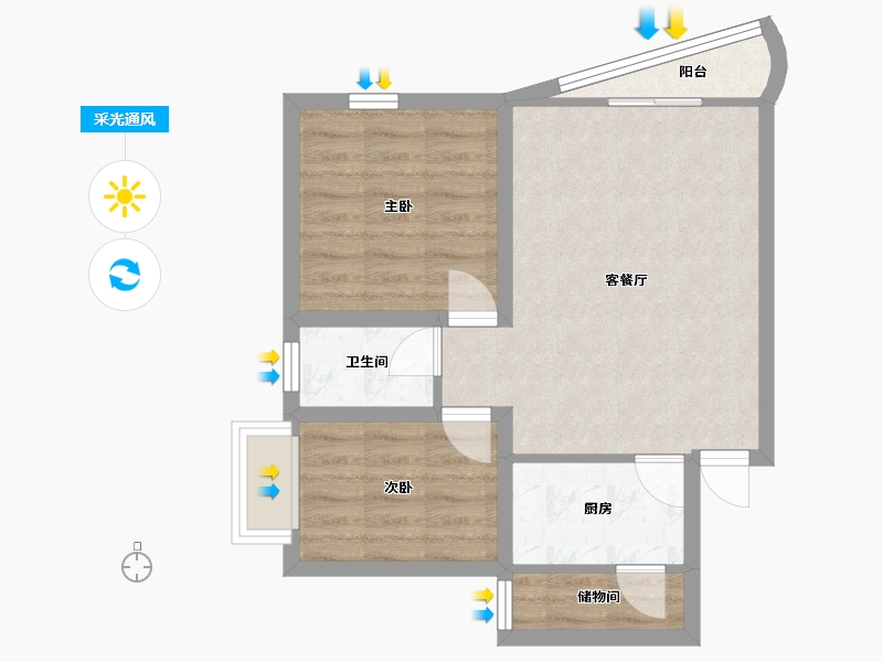 广东省-深圳市-金叶茗苑-54.04-户型库-采光通风