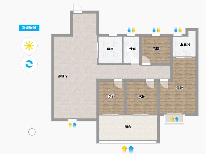 广东省-深圳市-万科红(四期)-108.82-户型库-采光通风