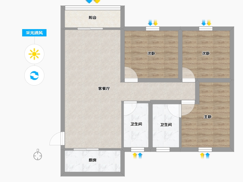 广东省-深圳市-桃源居14区（桃源居）-71.36-户型库-采光通风