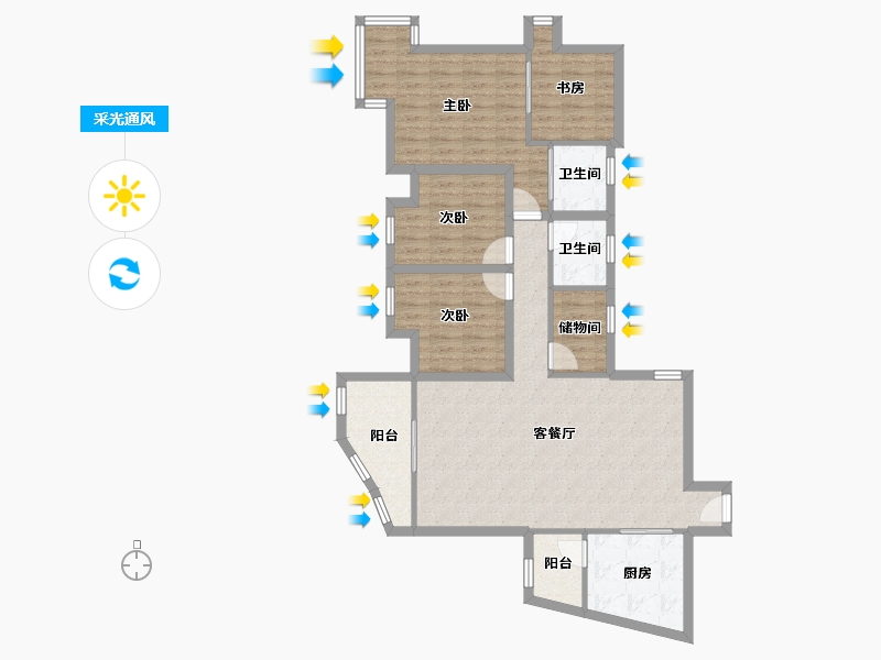 广东省-深圳市-金泓凯旋城-105.37-户型库-采光通风