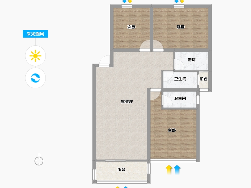 广东省-深圳市-桃源居14区（桃源居）-86.68-户型库-采光通风