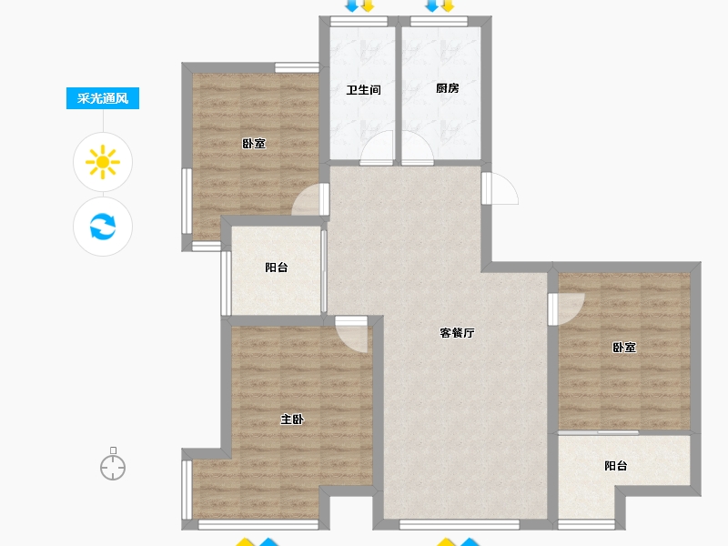 广东省-深圳市-清湖湾花园-96.54-户型库-采光通风