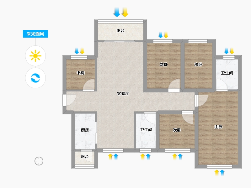 广东省-深圳市-仁恒峦山美地-81.38-户型库-采光通风