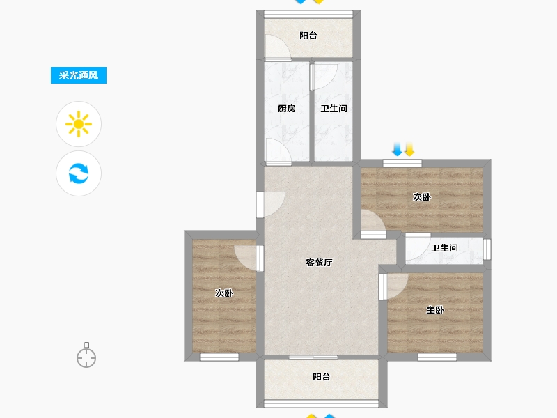 广东省-深圳市-双龙花园-59.78-户型库-采光通风