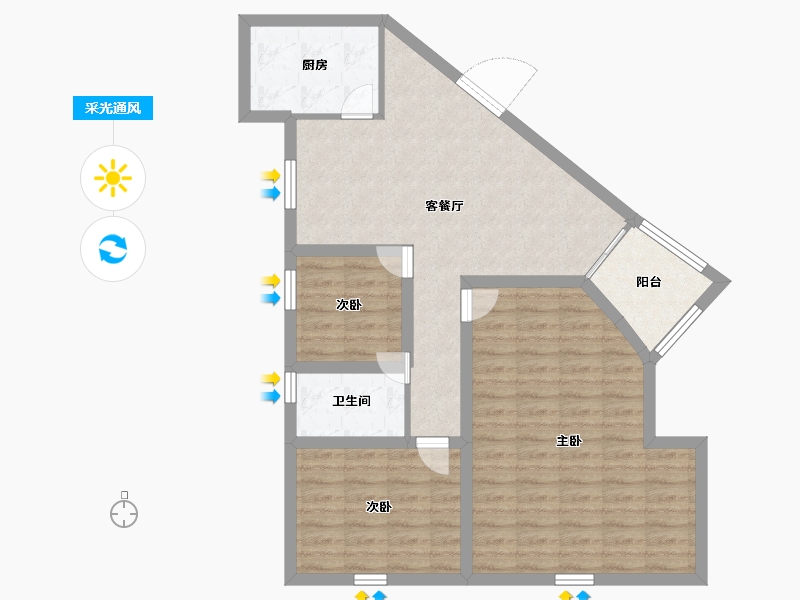 黑龙江省-鹤岗市-华府假日-84.35-户型库-采光通风