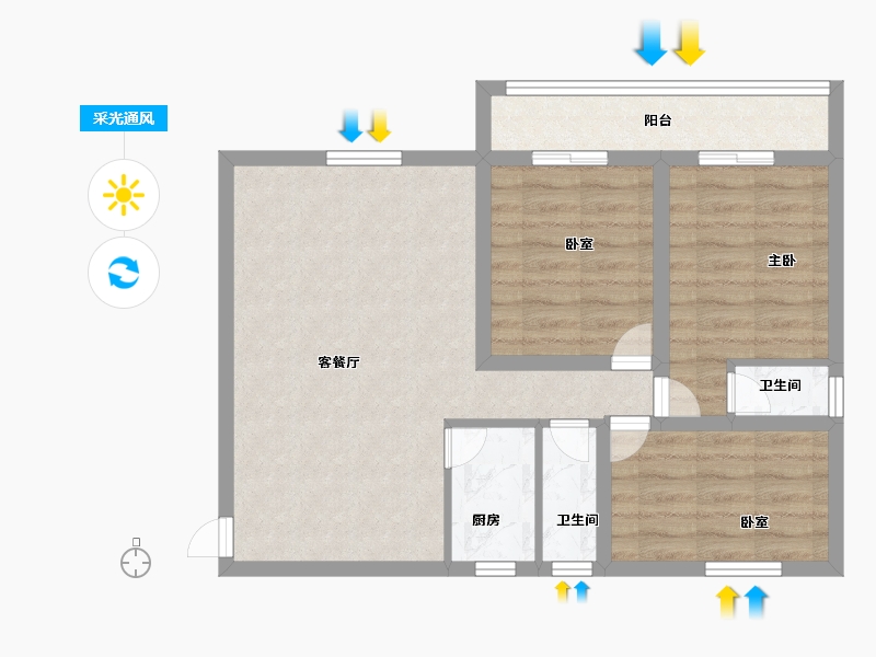 广东省-深圳市-中海怡瑞山居-68.29-户型库-采光通风