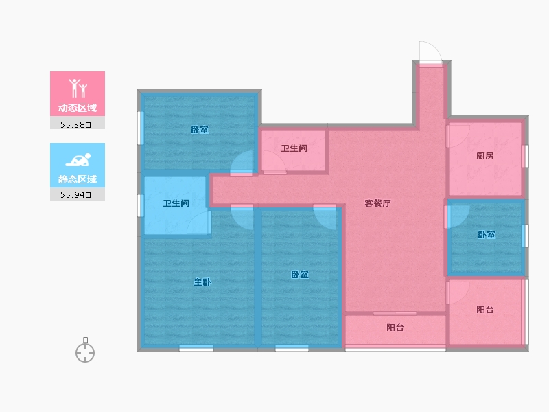 广东省-深圳市-卓越皇后道-98.41-户型库-动静分区