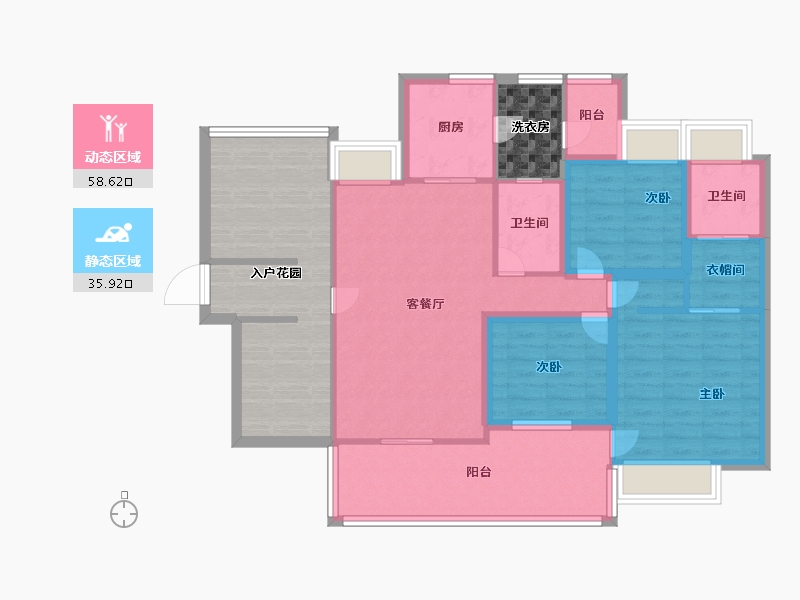 黑龙江省-鹤岗市-澳城花园(南区)-107.04-户型库-动静分区