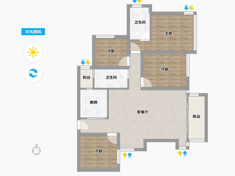 广东省-深圳市-嘉亿爵悦公馆-87.10-户型库-采光通风