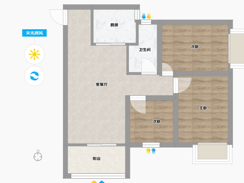 广东省-深圳市-富通蟠龙居-51.55-户型库-采光通风