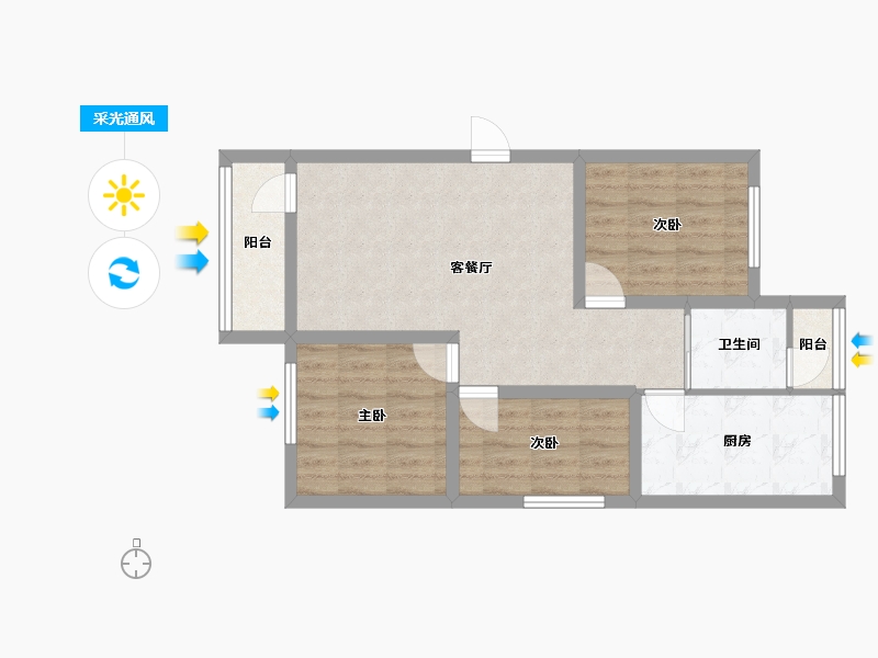 广东省-深圳市-双龙花园-67.86-户型库-采光通风