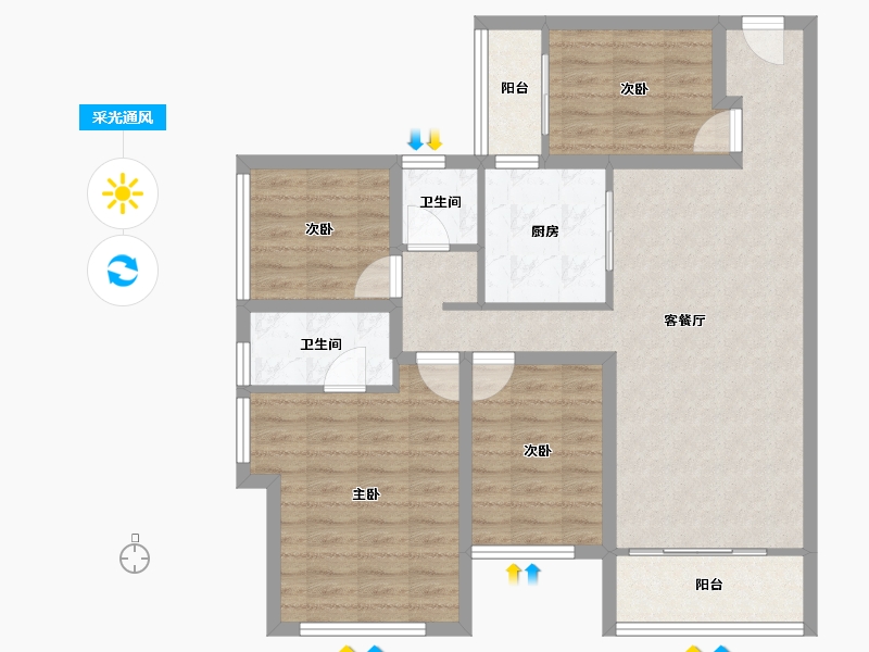 广东省-深圳市-中海锦城-91.44-户型库-采光通风