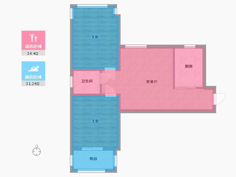 山东省-烟台市-龙族海景-26号-58.40-户型库-动静分区