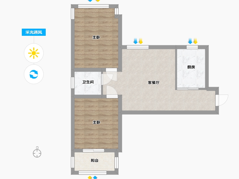 山东省-烟台市-龙族海景-26号-58.40-户型库-采光通风