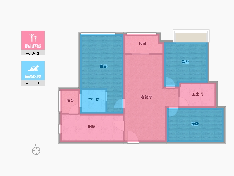 黑龙江省-鹤岗市-海湾小区-78.40-户型库-动静分区