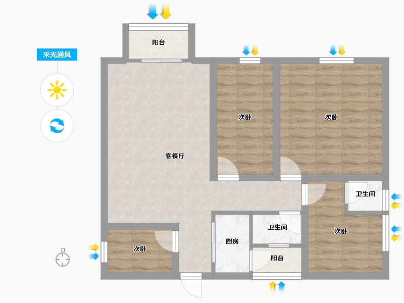 广东省-深圳市-文峰华庭-76.56-户型库-采光通风