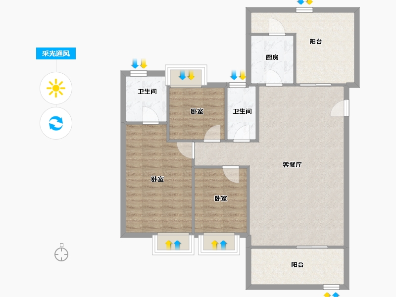 广东省-深圳市-棕榈堡花园-99.49-户型库-采光通风