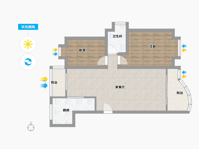 广东省-深圳市-丰泽湖山庄-69.36-户型库-采光通风