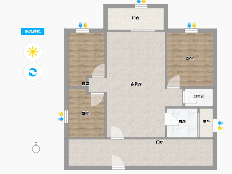 广东省-深圳市-凤凰花苑-74.31-户型库-采光通风