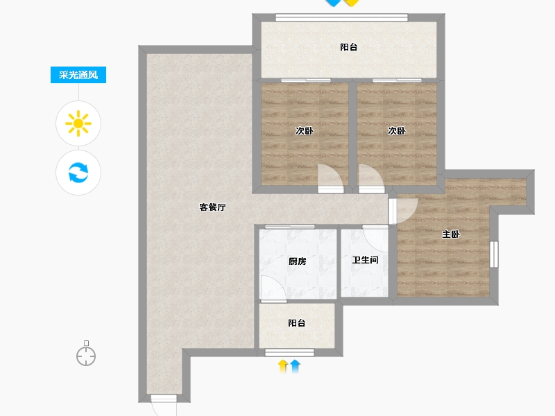 广东省-深圳市-中海怡瑞山居-83.05-户型库-采光通风