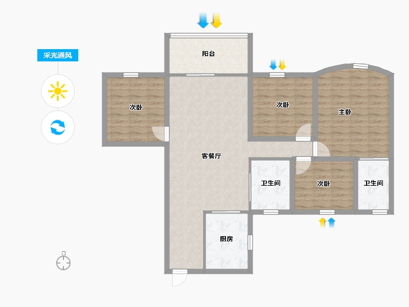 广东省-深圳市-左庭右院(南区)-105.88-户型库-采光通风