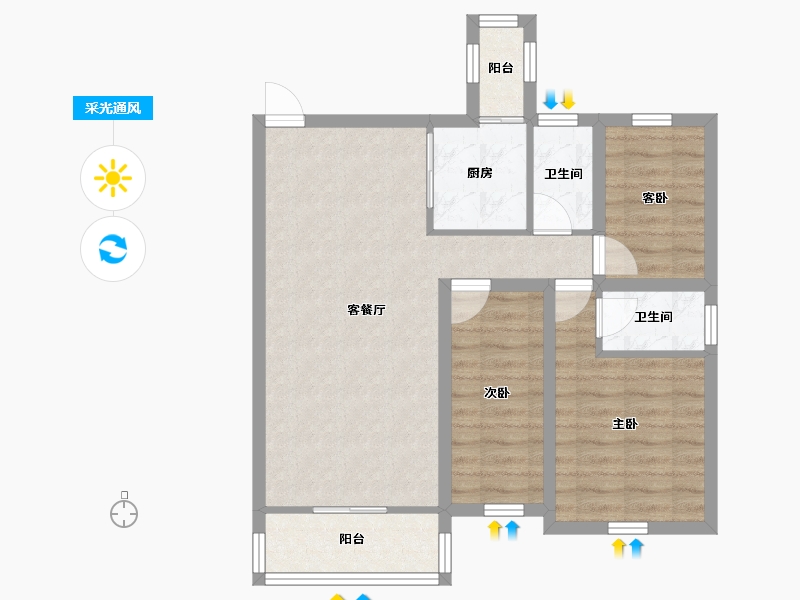 广东省-深圳市-中南花园-70.69-户型库-采光通风