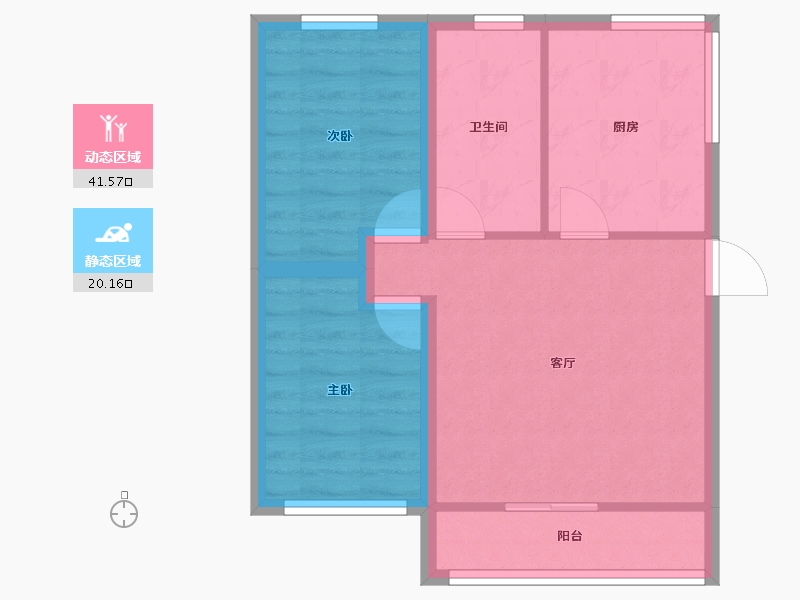 黑龙江省-鹤岗市-招北小区-54.80-户型库-动静分区