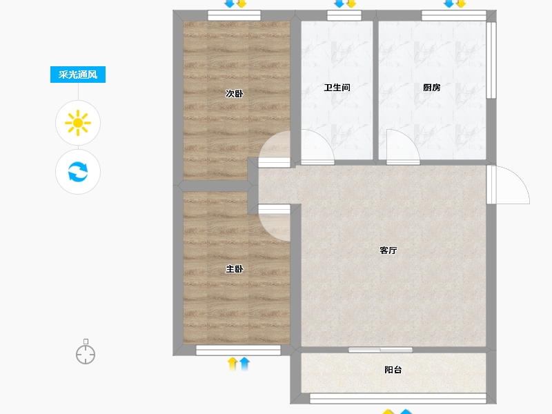 黑龙江省-鹤岗市-招北小区-54.80-户型库-采光通风