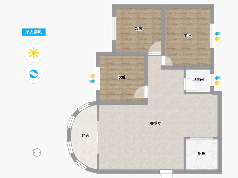 广东省-深圳市-倚山别苑-72.83-户型库-采光通风