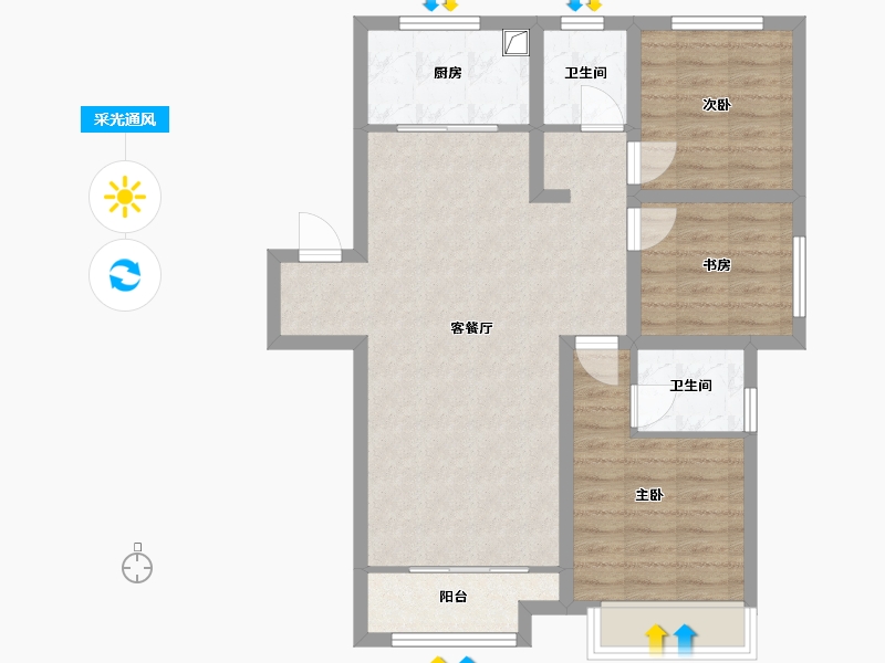 山东省-菏泽市-建邦中央公园-86.91-户型库-采光通风