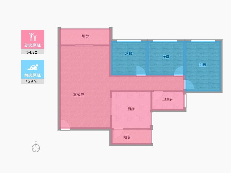 广东省-深圳市-濠景时代-85.44-户型库-动静分区