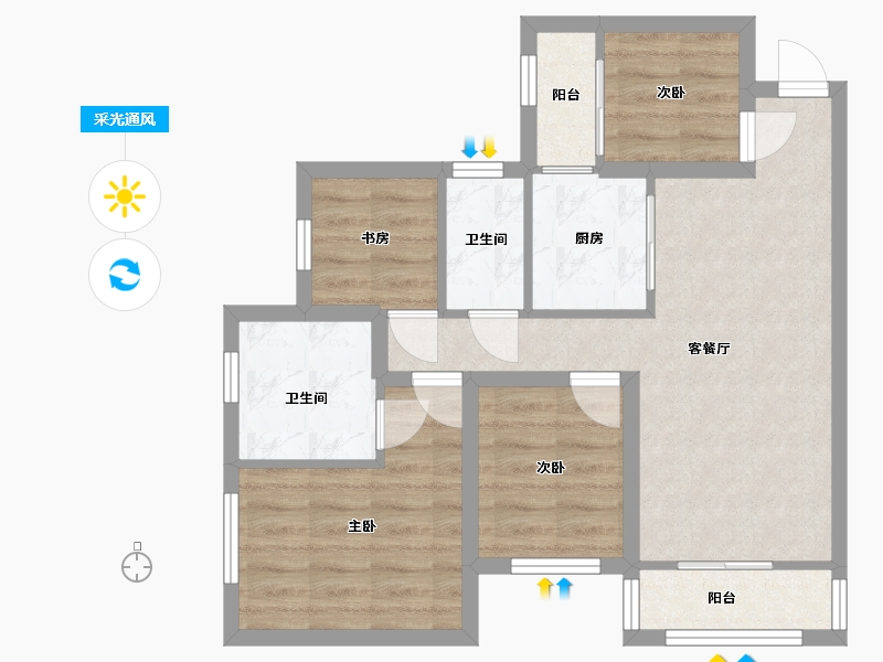 广东省-深圳市-星河银湖谷-65.95-户型库-采光通风