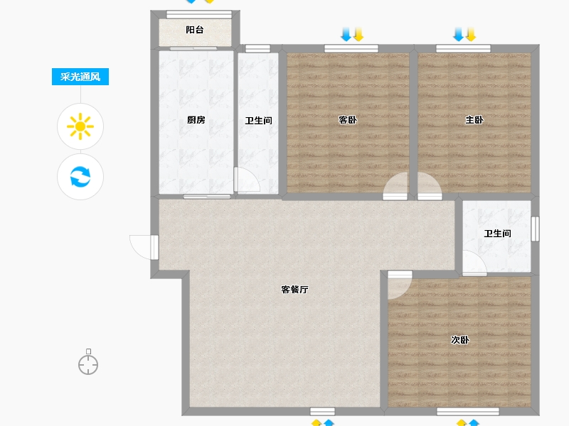 广东省-深圳市-中海怡美山庄-128.17-户型库-采光通风