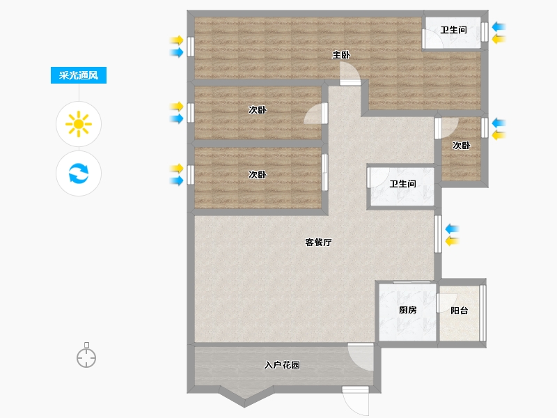 黑龙江省-鹤岗市-澳城花园(南区)-121.60-户型库-采光通风