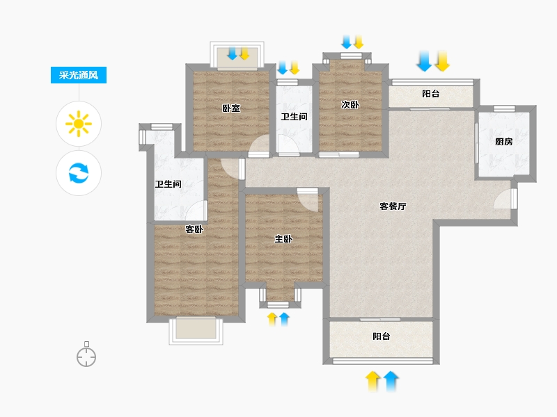 广东省-深圳市-鸿景园-101.37-户型库-采光通风