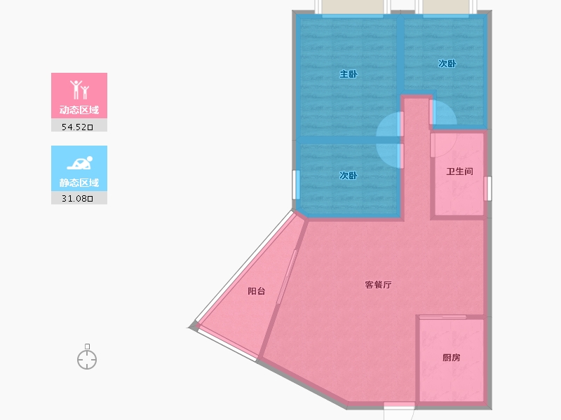 黑龙江省-鹤岗市-华府假日-76.56-户型库-动静分区