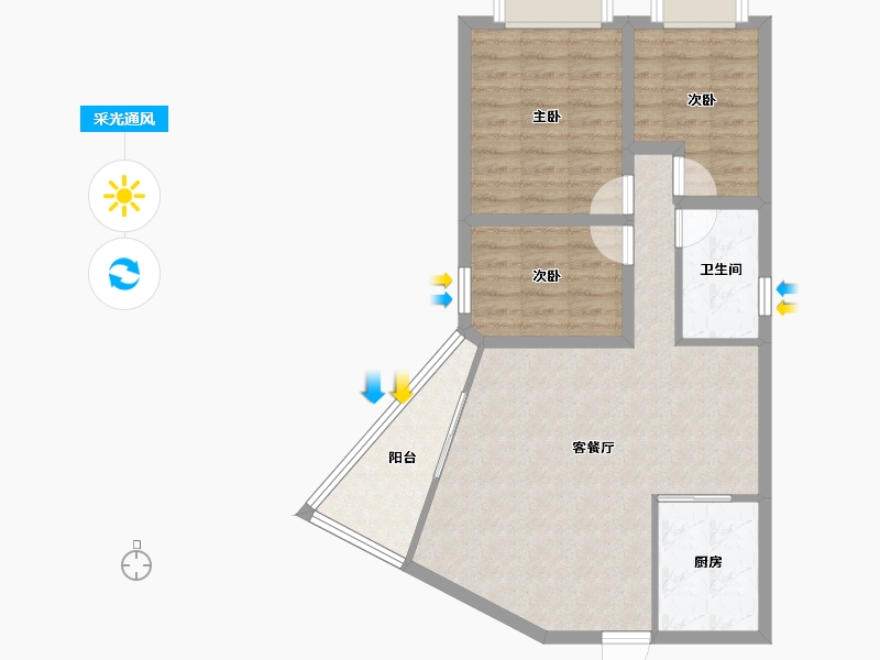 黑龙江省-鹤岗市-华府假日-76.56-户型库-采光通风