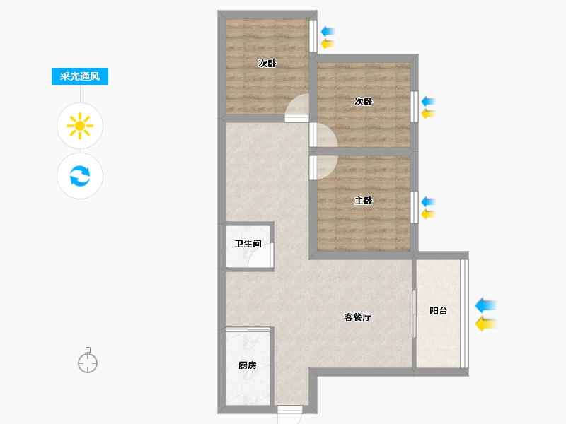 广东省-深圳市-百合星城一期-65.59-户型库-采光通风