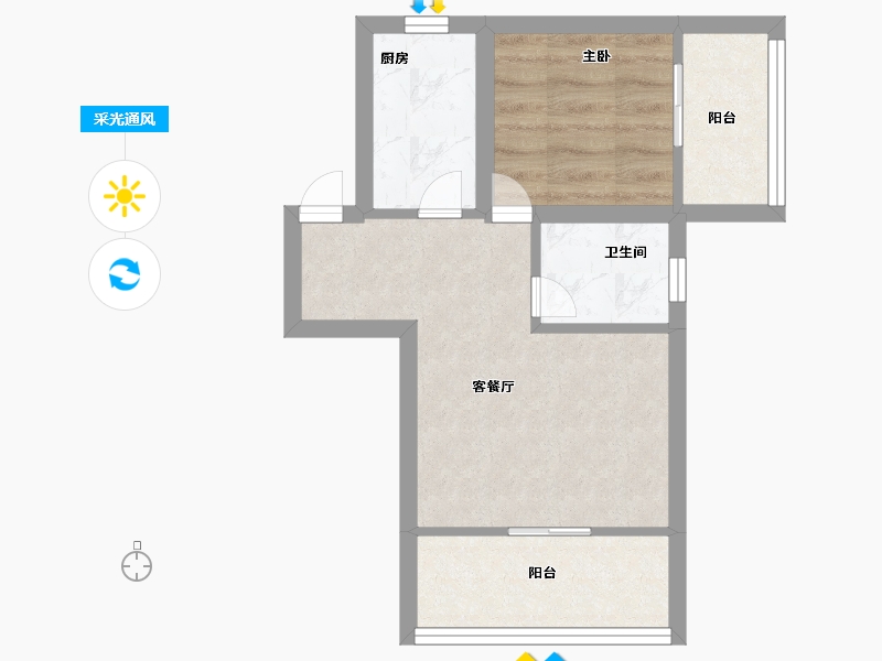 广东省-深圳市-名居绿海名居-35.99-户型库-采光通风